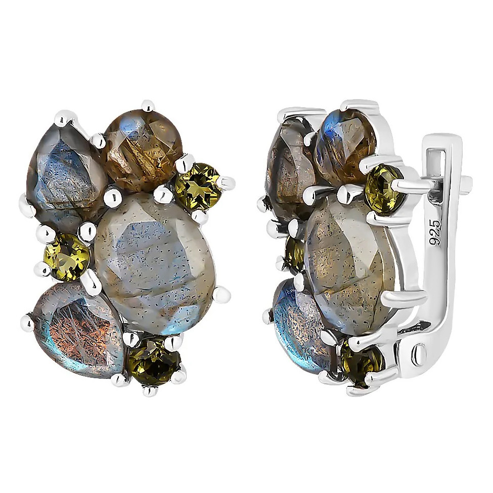 Серебряные серьги микс камней – Mirserebra925.ru