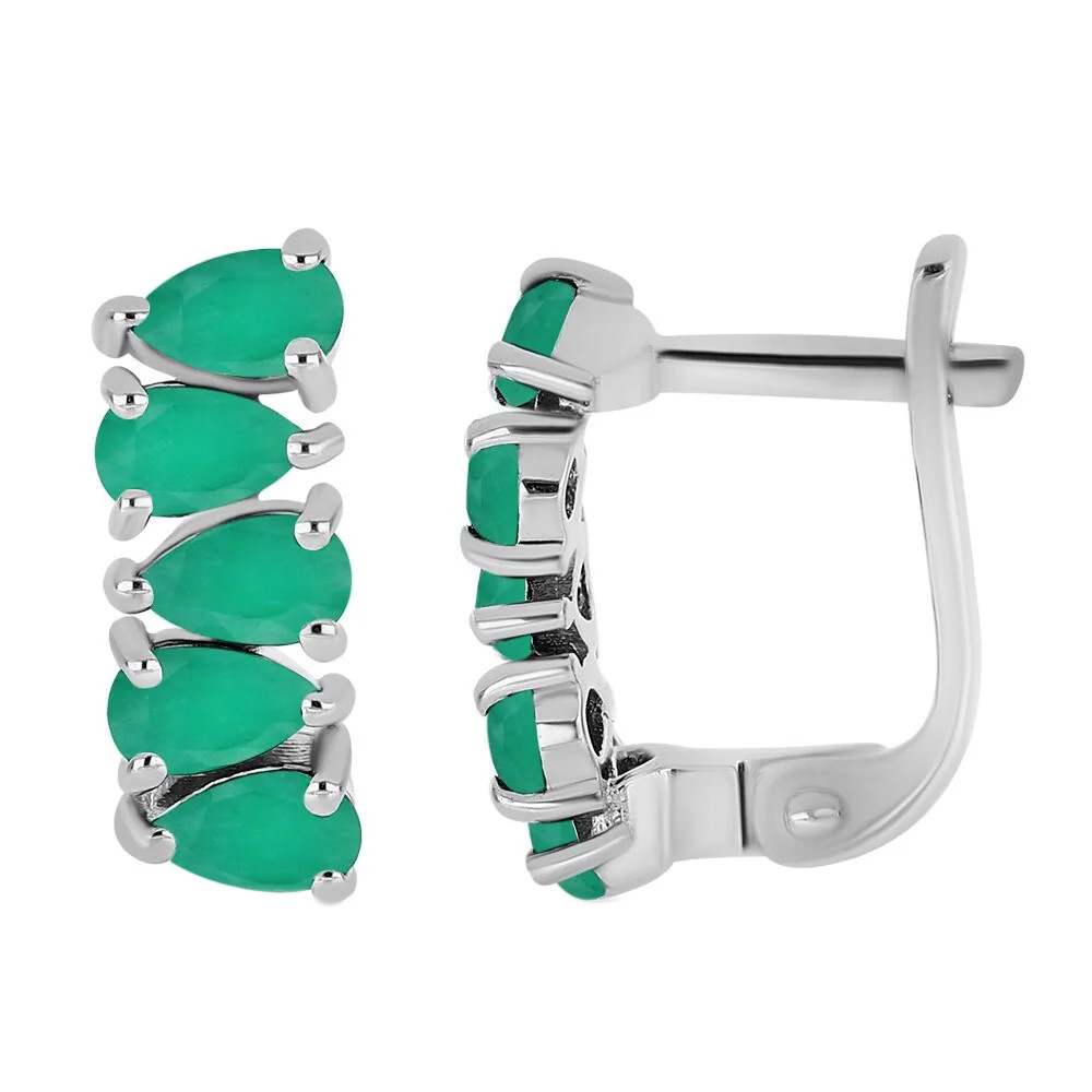 Серебряные серьги с изумрудом – Mirserebra925.ru