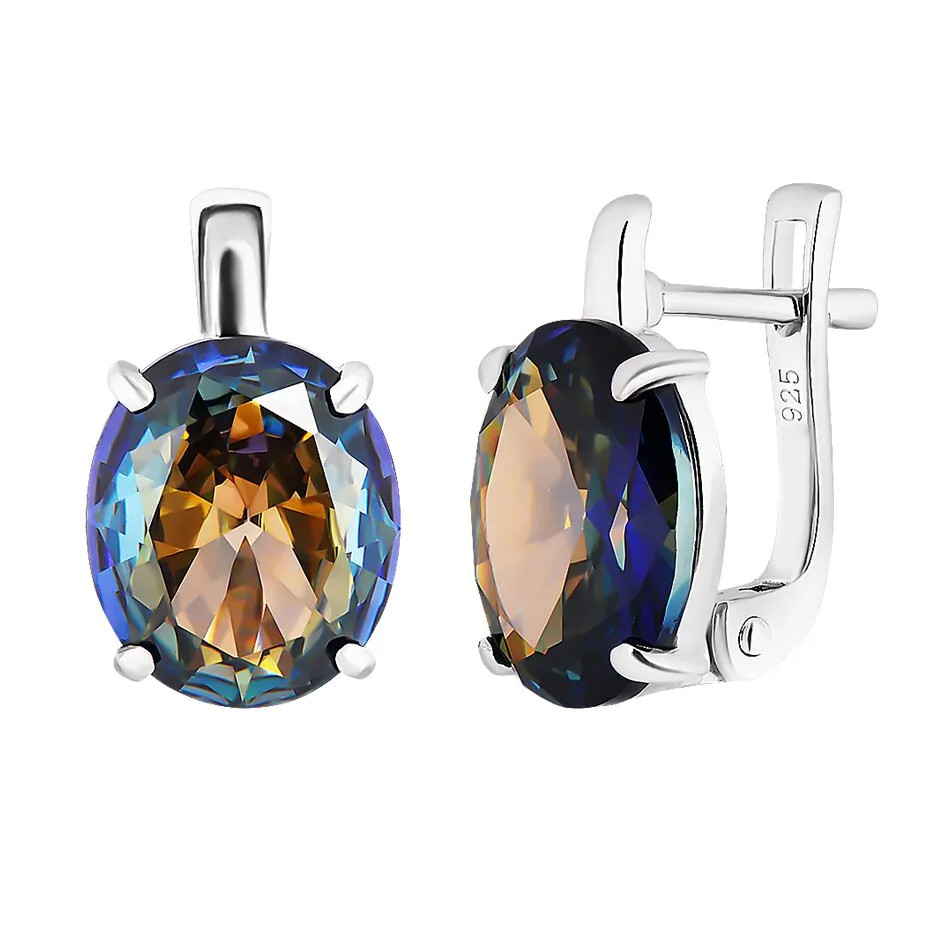 Серебряные серьги с мистик кварцем ‒ Mirserebra925.ru