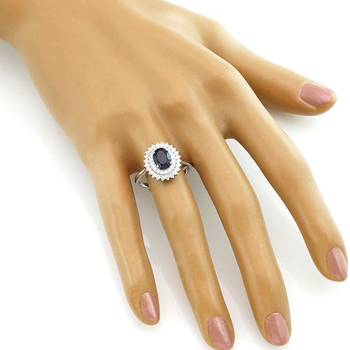 Кольцо с сапфиром из серебра 925 пробы – Mirserebra925.ru