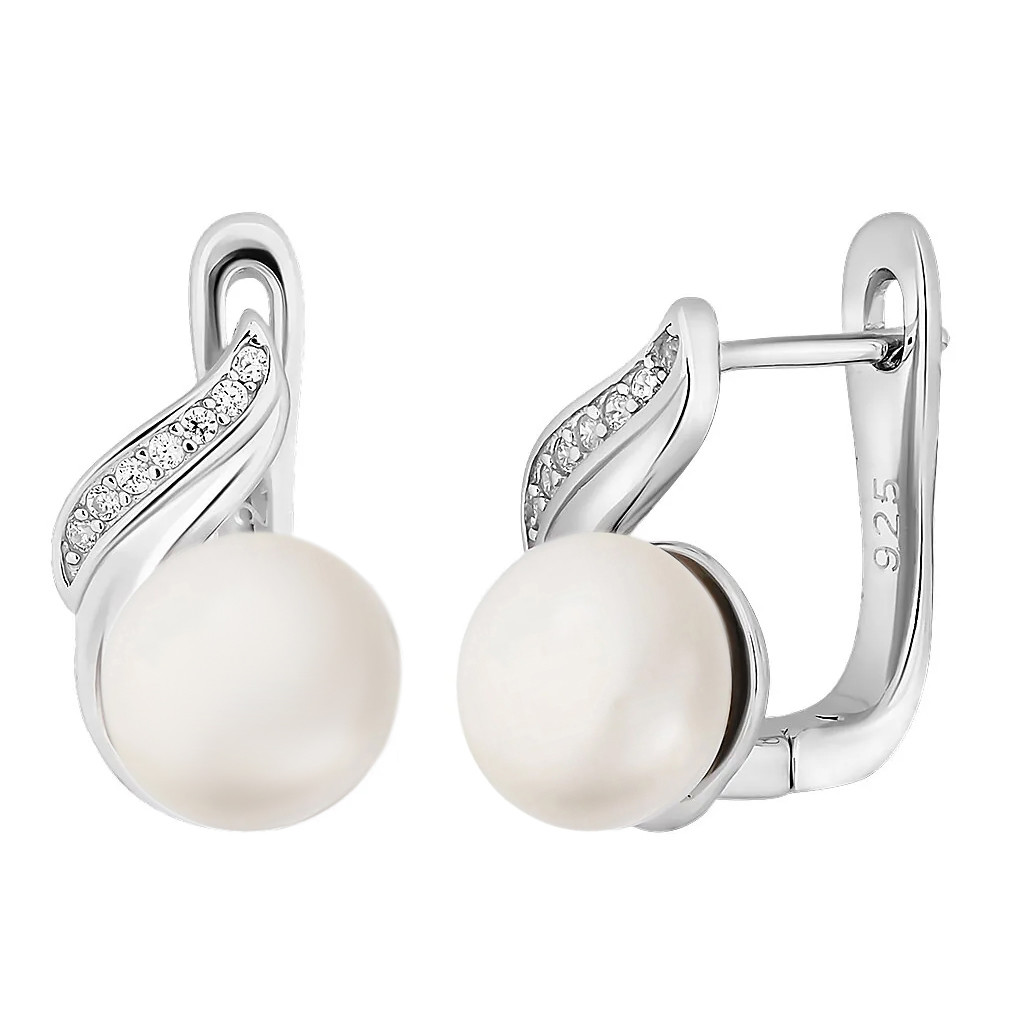 Серебряные серьги с жемчугом ‒ Mirserebra925.ru