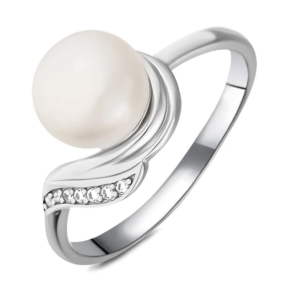 Серебряное кольцо с жемчугом ‒ Mirserebra925.ru