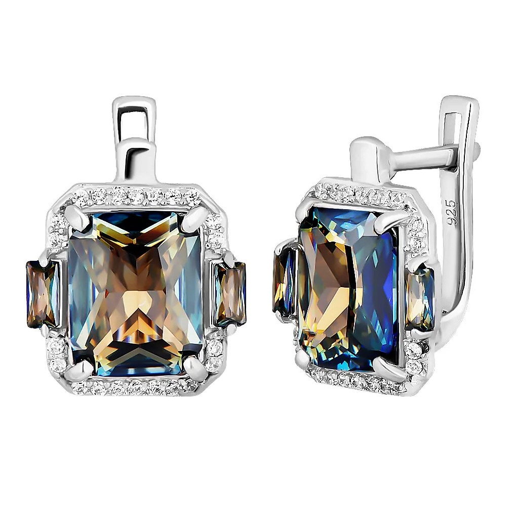 Серебряные серьги с мистик кварцем ‒ Mirserebra925.ru