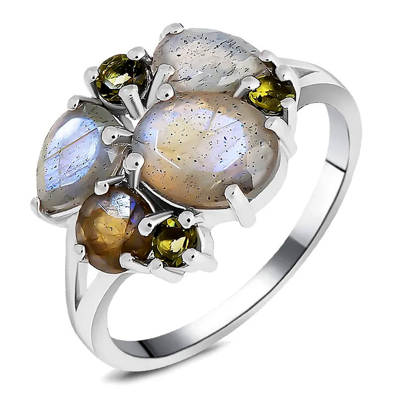 Серебряное кольцо микс камней – Mirserebra925.ru