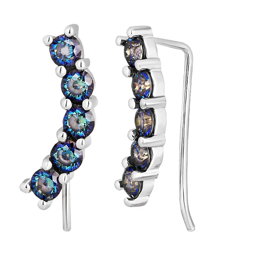 Серебряные серьги с мистик кварцем ‒ Mirserebra925.ru