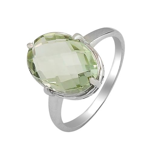 Серебряное кольцо с зеленым аметистом – Mirserebra925.ru