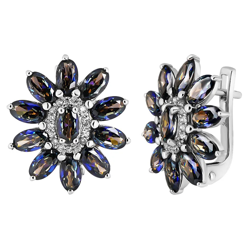 Серебряные серьги с мистик кварцем ‒ Mirserebra925.ru