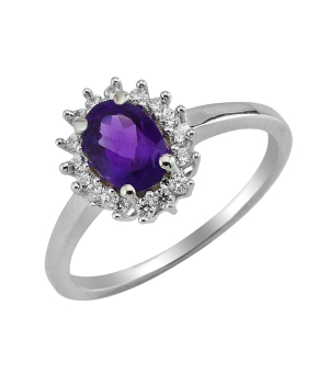 Серебряное кольцо с аметистом ‒ Mirserebra925.ru