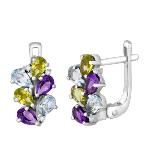 Серебряные серьги микс камней – Mirserebra925.ru