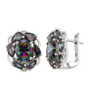 Серебряные серьги с мистик кварцем ‒ Mirserebra925.ru