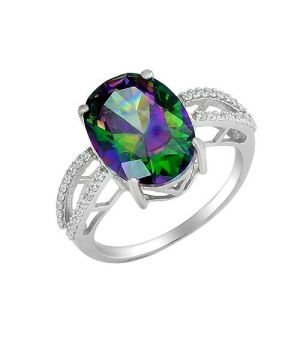 Серебряное кольцо с мистик кварцем ‒ Mirserebra925.ru