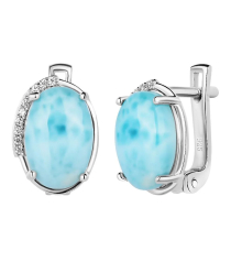 Серебряные серьги с ларимаром ‒ Mirserebra925.ru