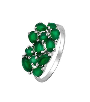 Серебряное кольцо с зеленым агатом ‒ Mirserebra925.ru