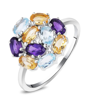 Серебряное кольцо микс камней – Mirserebra925.ru