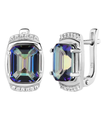 Серебряные серьги с мистик кварцем ‒ Mirserebra925.ru