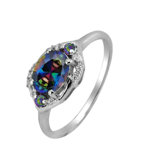 Серебряное кольцо с мистик кварцем ‒ Mirserebra925.ru