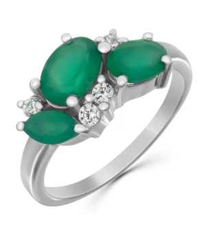 Серебряное кольцо с зеленым агатом ‒ Mirserebra925.ru