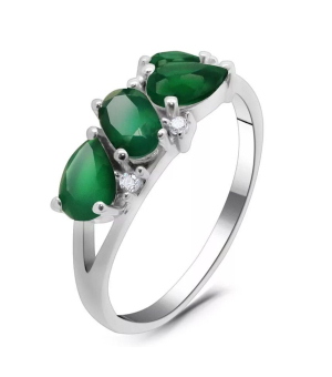 Серебряное кольцо с зеленым агатом ‒ Mirserebra925.ru