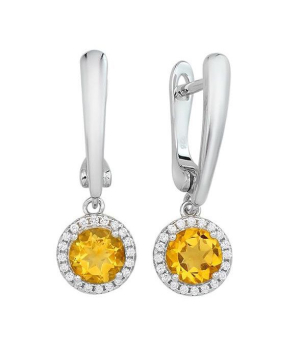 Серебряные серьги с цитрином – Mirserebra925.ru