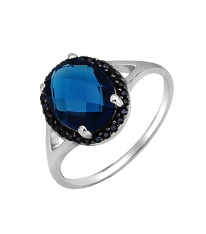 Серебряное кольцо с лондон топазом кварц и шпинелью ‒ Mirserebra925.ru