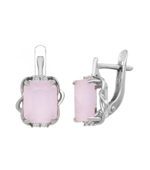 Серебряные серьги с розовым кварцем – Mirserebra925.ru