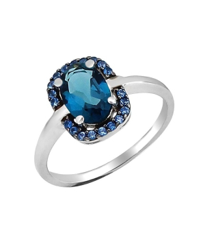 Серебряное кольцо с лондон топазом кварц ‒ Mirserebra925.ru