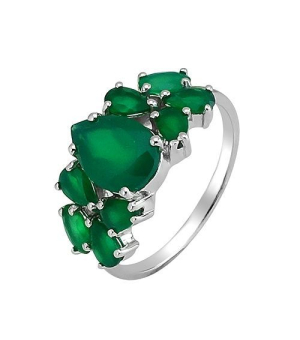 Серебряное кольцо с зеленым агатом ‒ Mirserebra925.ru