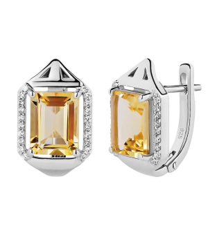 Серебряные серьги с цитрином – Mirserebra925.ru