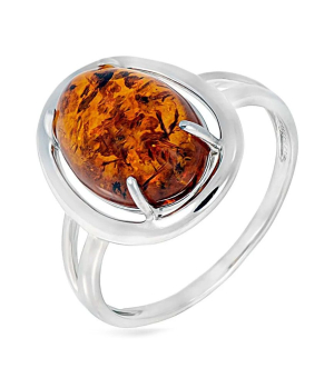 Серебряное кольцо с янтарем ‒ Mirserebra925.ru