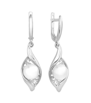 Серебряные серьги с жемчугом ‒ Mirserebra925.ru