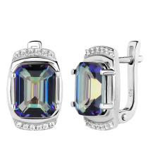 Серебряные серьги с мистик кварцем ‒ Mirserebra925.ru