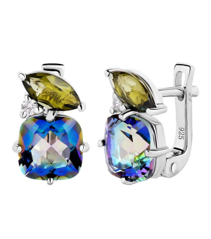 Серебряные серьги микс камней – Mirserebra925.ru