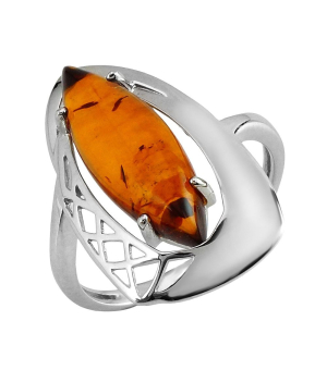 Серебряное кольцо с янтарем ‒ Mirserebra925.ru