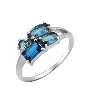 Серебряное кольцо с лондон топазом кварц ‒ Mirserebra925.ru