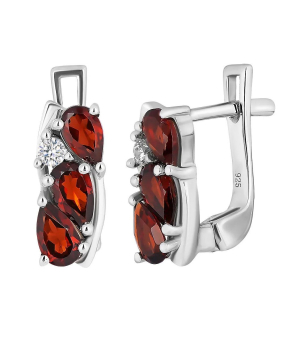 Серебряные серьги с гранатом – Mirserebra925.ru