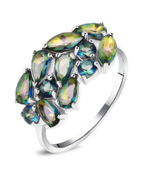 Серебряное кольцо с мистик кварцем ‒ Mirserebra925.ru