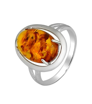 Серебряное кольцо с янтарем ‒ Mirserebra925.ru