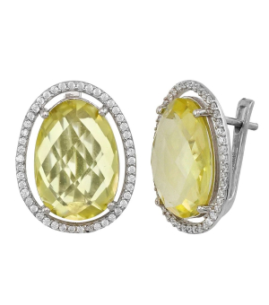 Серебряные серьги с лимонным топазом – Mirserebra925.ru