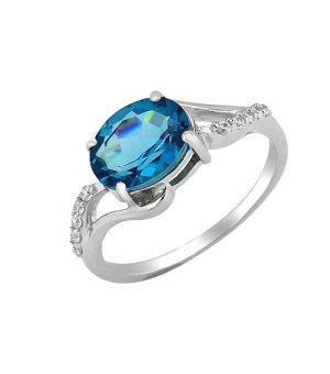Серебряное кольцо с лондон топазом кварц ‒ Mirserebra925.ru
