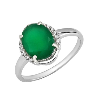 Серебряное кольцо с зеленым агатом ‒ Mirserebra925.ru