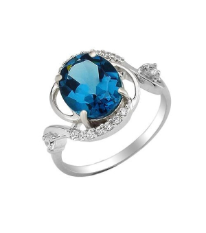 Серебряное кольцо с лондон топазом кварц ‒ Mirserebra925.ru