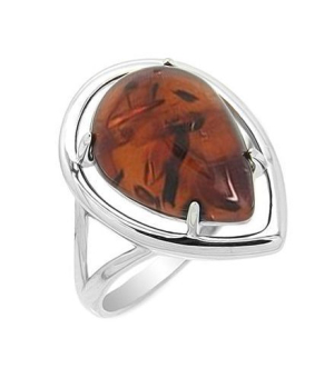 Серебряное кольцо с янтарем ‒ Mirserebra925.ru
