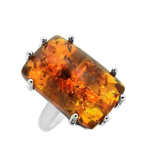 Серебряное кольцо с янтарем ‒ Mirserebra925.ru
