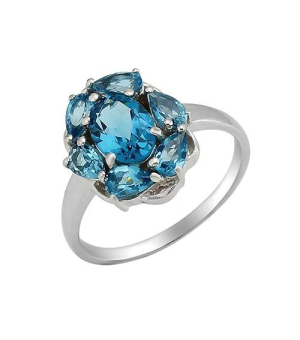 Серебряное кольцо с лондон топазом кварц ‒ Mirserebra925.ru