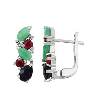 Серебряные серьги микс камней – Mirserebra925.ru