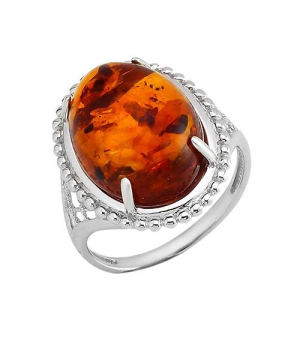 Серебряное кольцо с янтарем ‒ Mirserebra925.ru