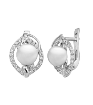 Серебряные серьги с жемчугом ‒ Mirserebra925.ru