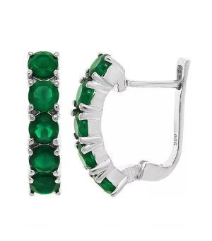 Серебряные серьги с зеленым агатом ‒ Mirserebra925.ru