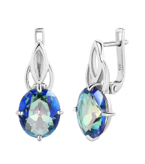 Серебряные серьги с мистик кварцем ‒ Mirserebra925.ru