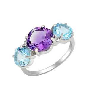 Серебряное кольцо микс камней – Mirserebra925.ru